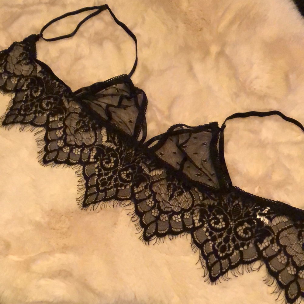 For Love And Lemons Black Lace Bralette
